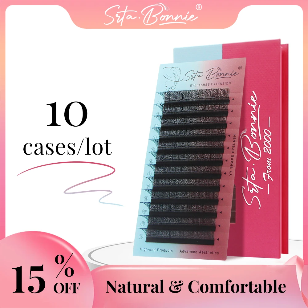 Srta.Bonnie 10 PCS YY Shape Eyelashes Extension Hand Woven Premium 4 Tips Fluffy Faux Korean Makeup Nature Soft Supplies Cilios