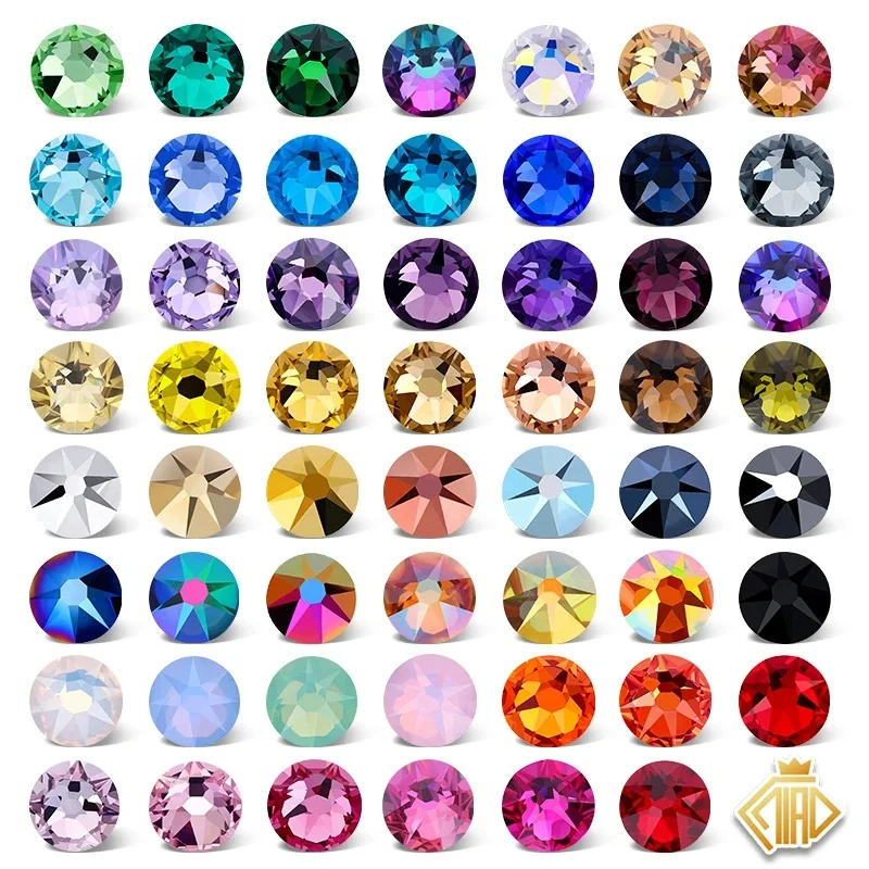 QIAO 2088 Non Hotfix bricolage cristal Nail Art décorations 8 grands 8 petits Strass Strass dos plat Stick-On ongles pour Nail Art