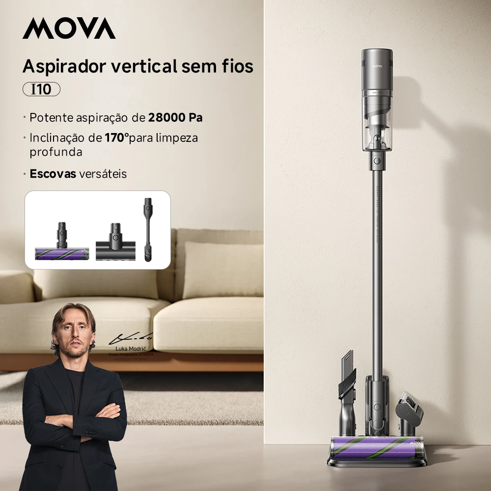 Aspirador de pó portátil sem fio MOVA I10, sucção poderosa de 120AW, 170 °   Escova de Limpeza Profunda para Pelos de Animais, para Pisos Duros e Carpetes