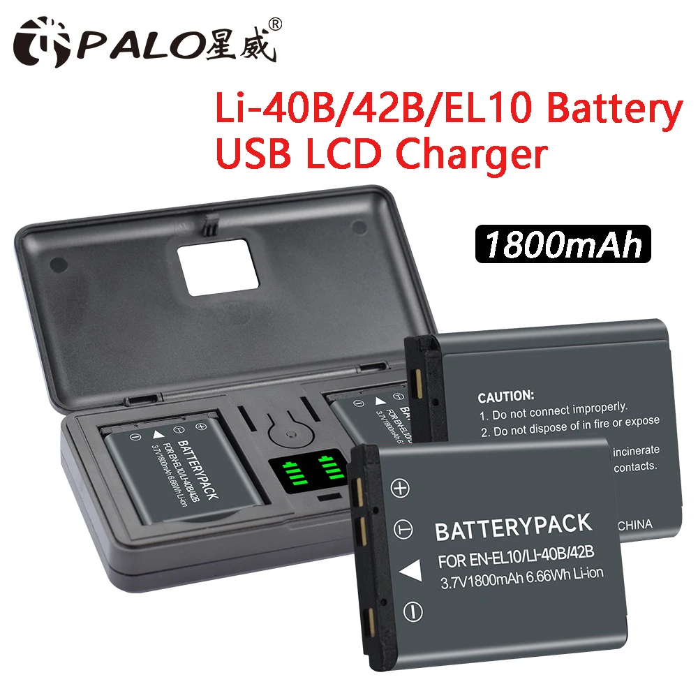 PLAO EN-EL10 Li-42B Li-40B FNP-45 A D-Li63 D-Li108 CNP-80 KLIC-7006 Battery For Nikon OLYMPUS FUJIFILM Pentax Casio Kodak
