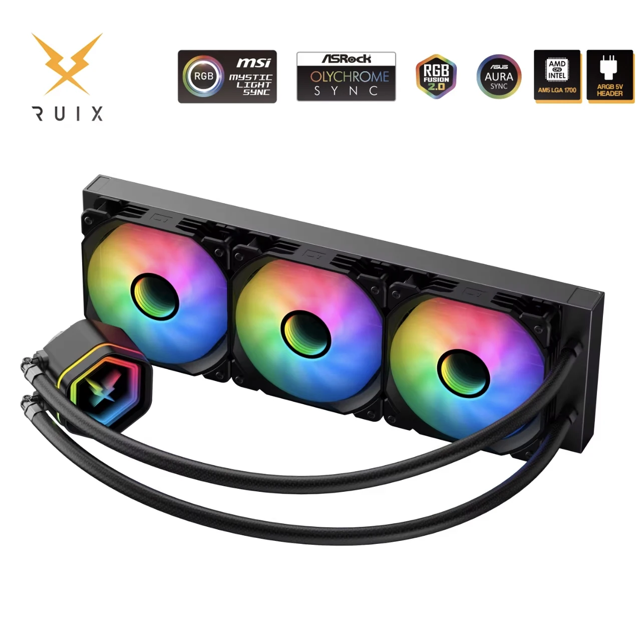 Ruix NC360 Cooler Líquido CPU Coolers 360mm AIO Com Ventiladores ARGB PWM 300W TDP Caso PC Radiador De Refrigera Para AM4 AM5 Intel CPU