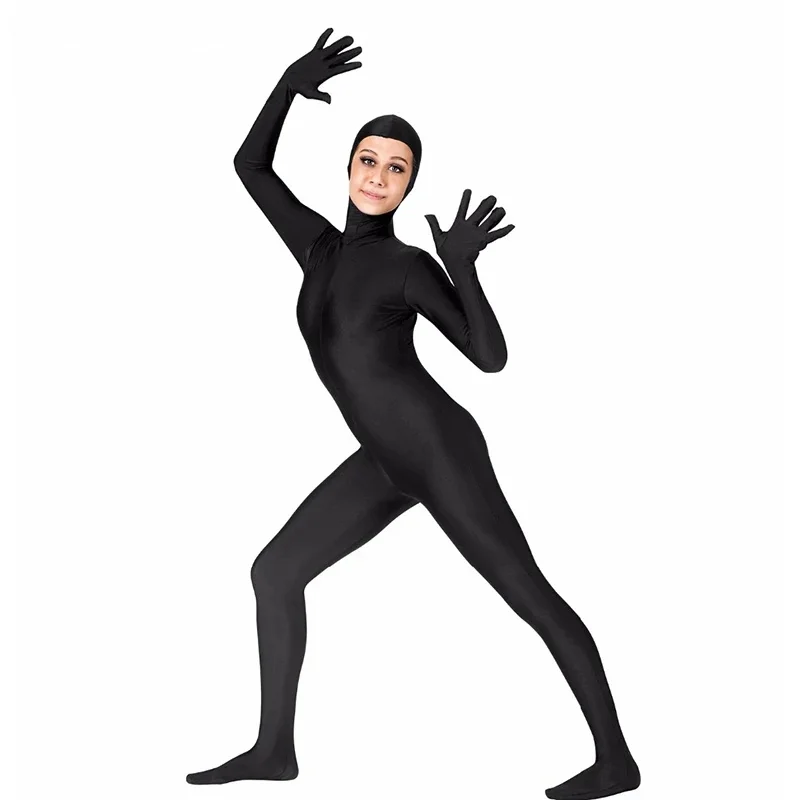 Frauen Zentai Kostüme Erwachsene Open Face Ganzkörper Body Spandex Nylon Cosplay Halloween Solide Reißverschluss Cosplay Erwachsene Haut Strumpfhosen