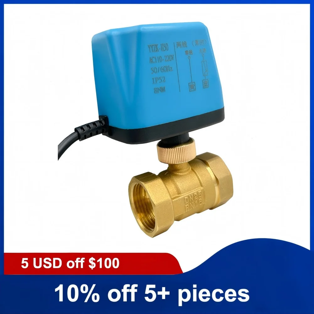 

1-дюймовый нормально закрытый двухходовой латунный моторизованный шаровой кран, двухпроводной электрический шаровой кран