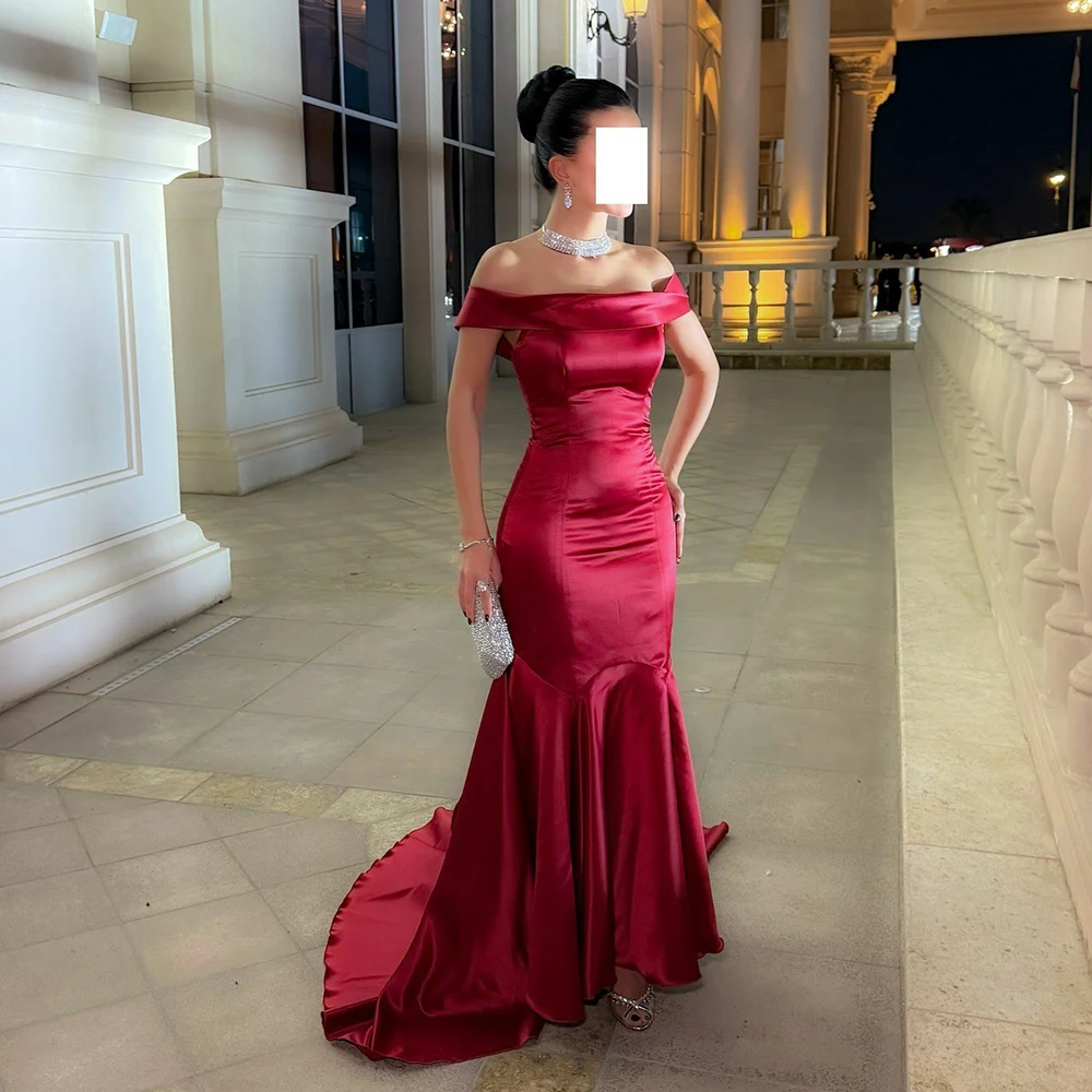 

Msikoods Saudi Atabic Satin Evening Dress 2025 Mermaid Party Gown Customized Off Shoulder Elegant Birthday Celebrity Dress Gala