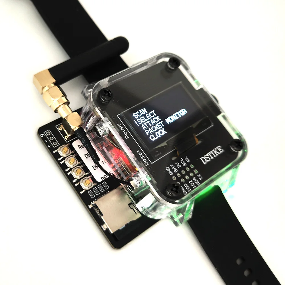 DSTIKE-reloj Deauther V4S (Deauthe & Bad USB), + Atmega32u4 es8266, batería de 1000mAh, tarjeta SD, USB, goma, Ducky, Arduino, correa de silicona