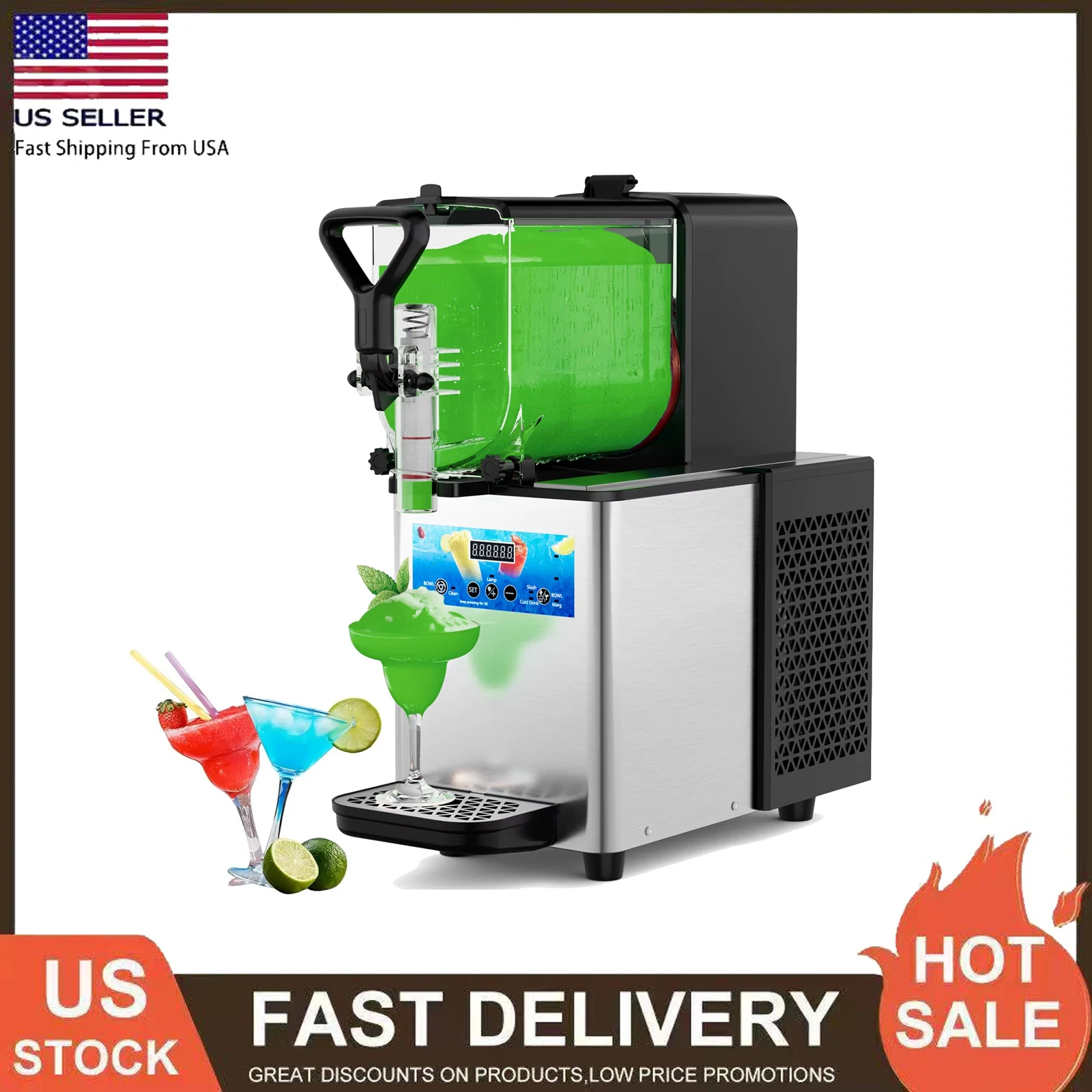 Máquina Expendedora de granizados comercial, dispensador de bebidas heladas, zumo frío, granizado, 3L x 1 tarro