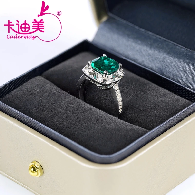 CADERMAY Jewelry Luxury 100% S925 Silver Wholesale Lab Grown Emerald Square Shape Hot Sale Anniversary  Gifts Rings For Women