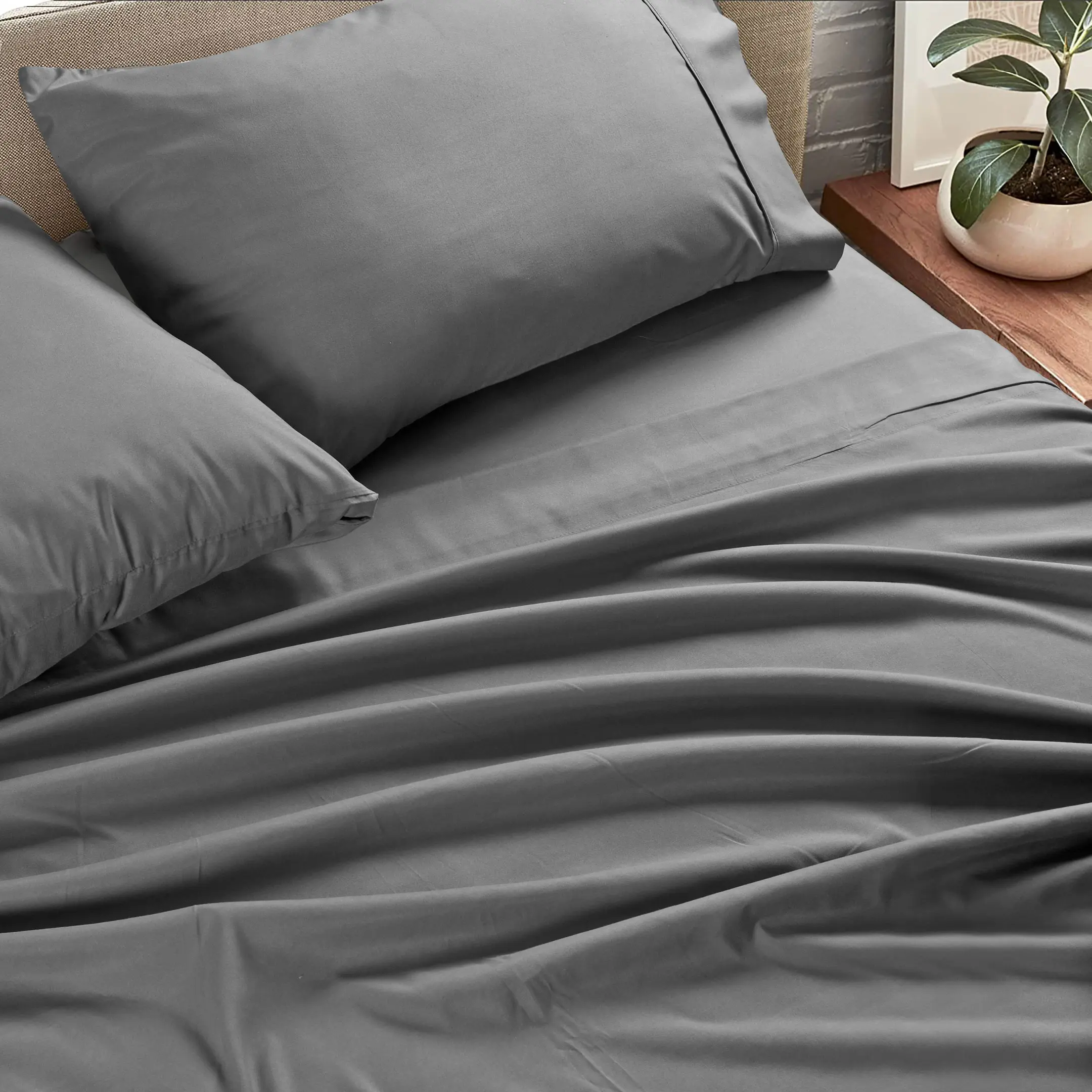 طقم ملاءات سرير من المايكروفايبر ، أغطية وسائد للملكة والفنادق ، ناعمة للغاية ، مركبة ، مسطحة ، 4 من الخارج #2