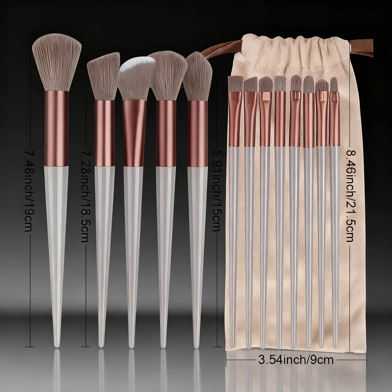 13-piece makeup brush set + 2 puffs, complete soft hair brushes for beginners with powder and eyeshadow, comes with a storage ba