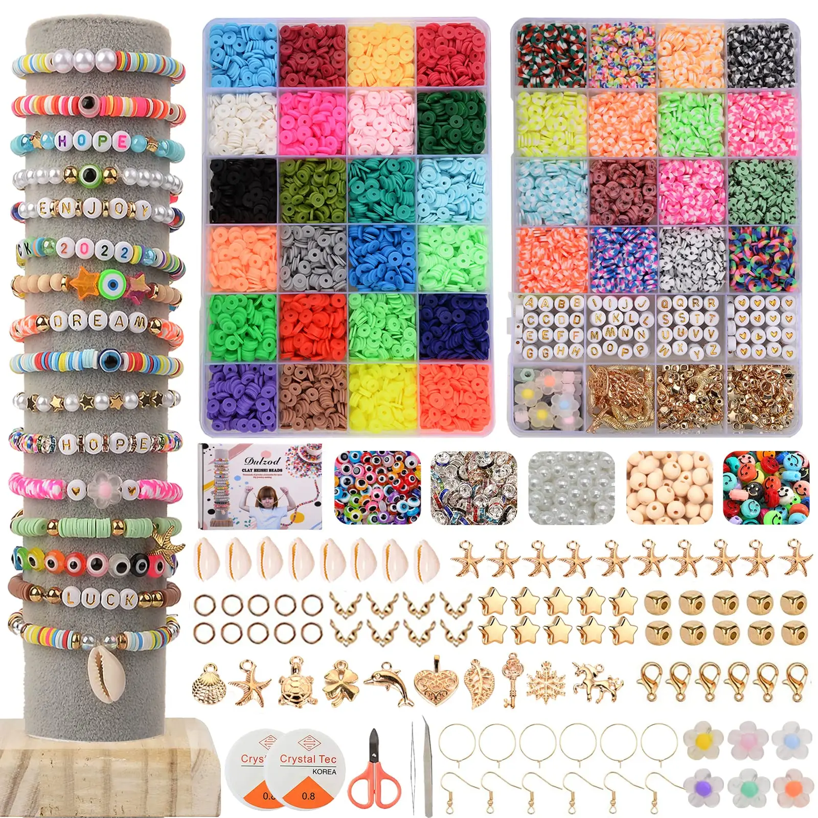 

10000Pcs/Box 6mm Clay Bracelet Beads for Jewelry Making Kit,Flat Round Polymer Clay Heishi Beads DIY Handmade Accessories