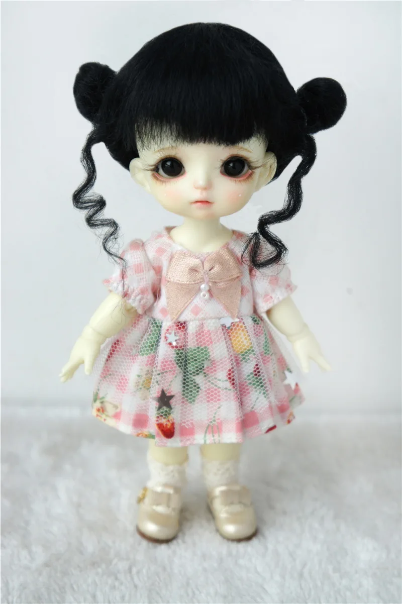 JD406 All Sizes  Lovely Twins Buns BJD Mohair Wig From Size 4-5 inch To 8-9 inch 1/12 1/8 1/6 1/4 1/3 OB11 YOSD MSD SD Hair