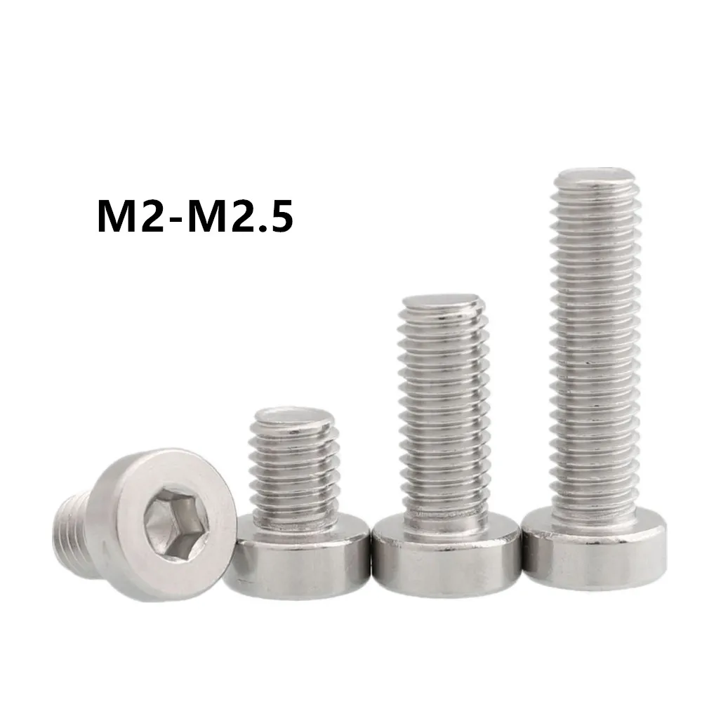 304 Stainless Steel M2*3 4 5 6-12mm M2.5*3 4 5 6-16mm Short Thin Head Hexagon Extension Socket Screw Bolts