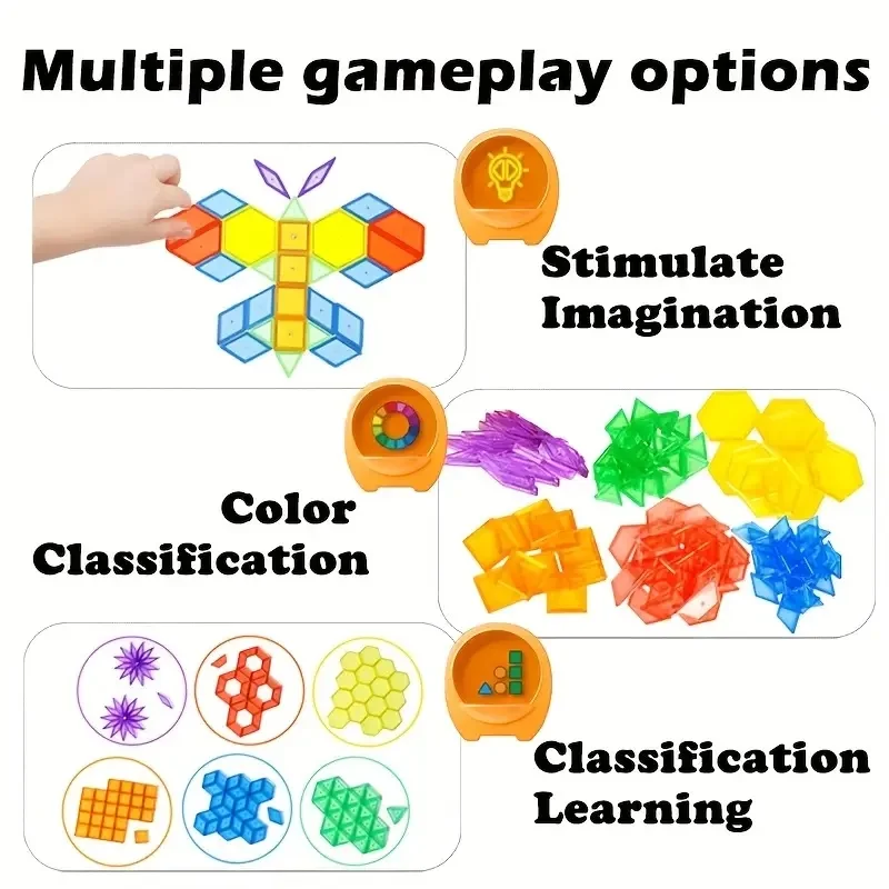 色分類形状マッチング早期学習おもちゃ子供のためのモンテッソーリ半透明パターンブロック教育ライトテーブルアクセサリー