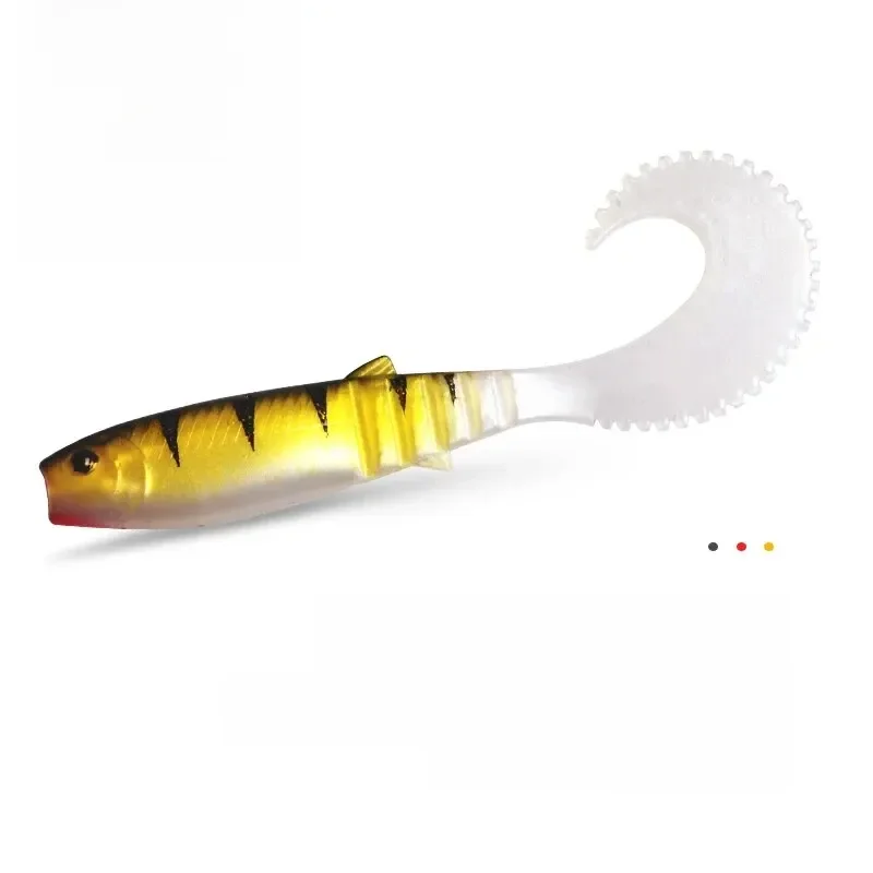 MEREDITH-Leurre CanniRhen silicone souple avec queue incurvée, appât ÉlwobJeff idéal pour la pêche à l'alose ou au bar, 70/90mm