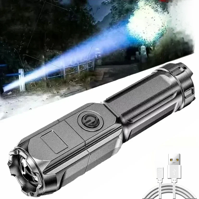 100000 Lumens lampe de poche LED puissante Rechargeable USB 18650 étanche Zoom pêche chasse lampe de poche tactique matériau ABS