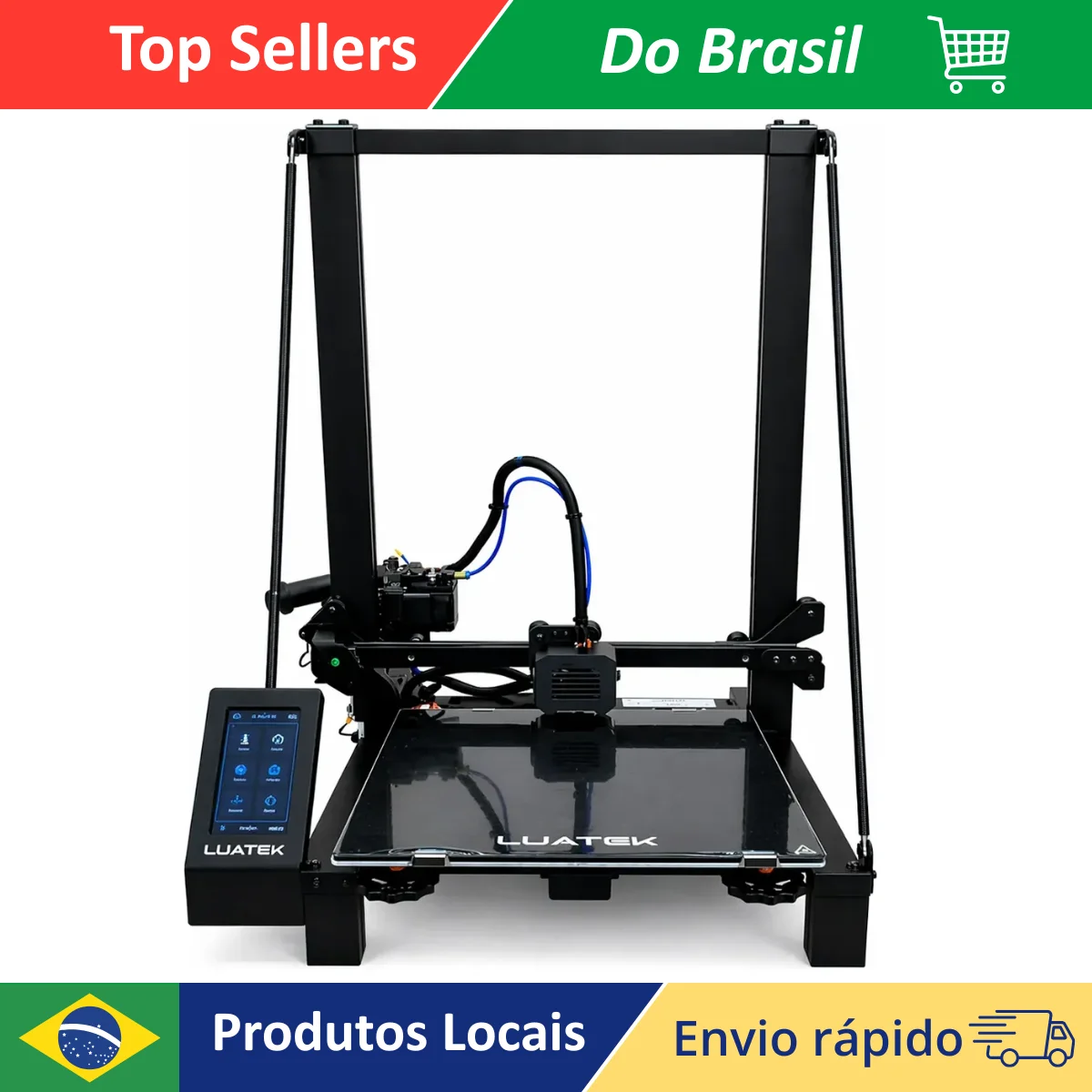 Impressora 3D FDM com Mesa Aquecida  Filamento PLA 1.75mm Bivolt USB Alta Precisão e Fácil Uso Luatek