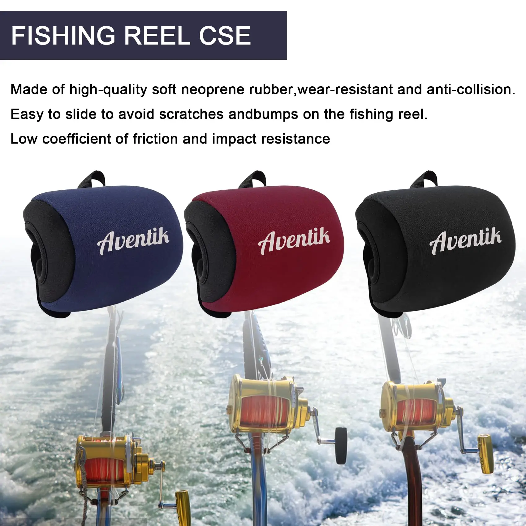

Aventik Neoprene Fishing Reel Cover Round Baitcasting Trolling Reels Cover Reel Bag Durable Soft Protection