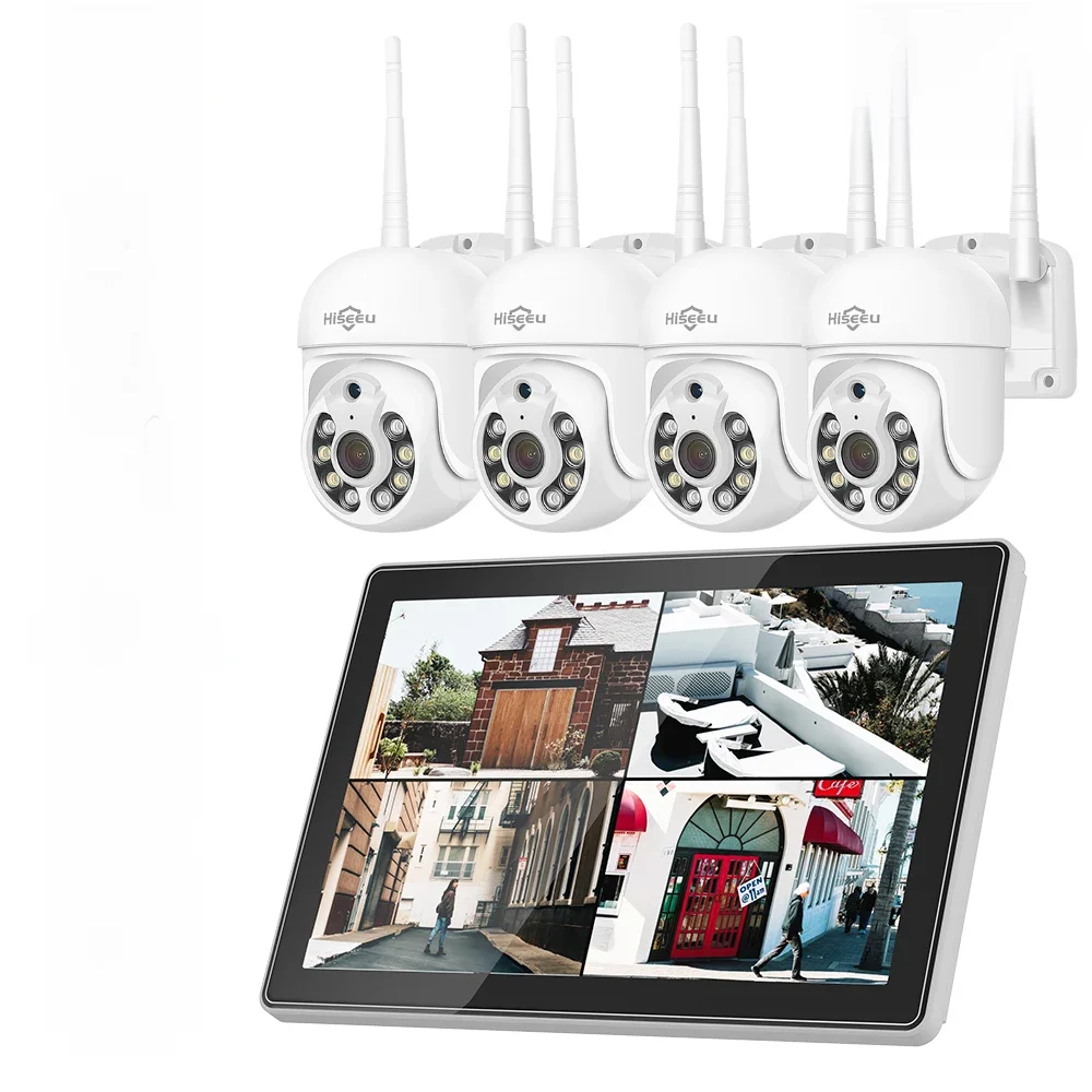 Hiseeu 3/5MP 10.1 "Monitor 10CH NVR CCTV IP Camera Surveillance Systeem Set Nachtzicht P2P Draadloze Beveiliging PTZ Camera Kit ﻿ - afbeelding 2