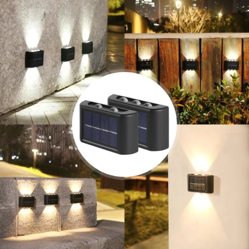 Imagem -06 - Lâmpada de Parede de Cabeça Dupla Solar Lâmpada de Jardim ao ar Livre Impermeável para Cima e para Baixo Luminous Wall Decoration