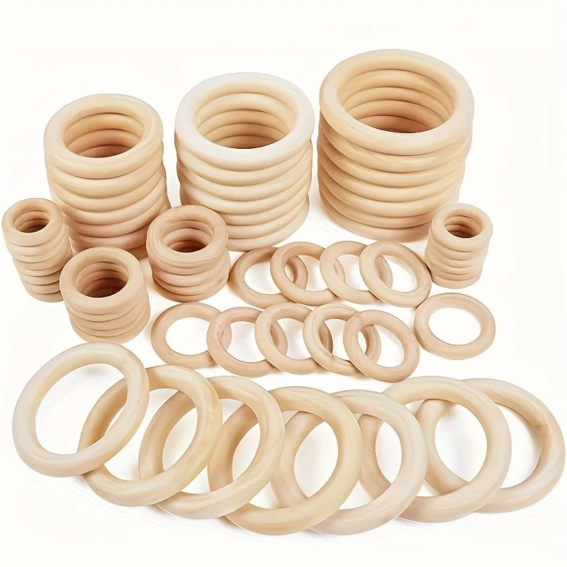 Unfinished Wooden Rings 30-120MM Premium Nature Wooden Rings Set for Macrame DIY Crafts Wood Hoops Ornaments Jewelry Making