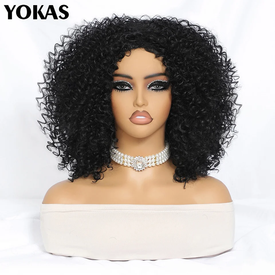 

Short Hair Afro Kinky Curly Synthetic Wig For Afro Women Cosplay Blonde Red Wig African Ombre High Temperature 14 Inch Women Wig