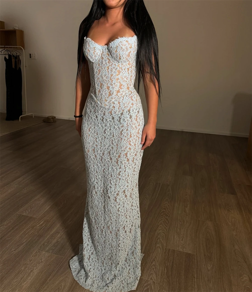 Sansa Maßgeschneidertes babyblaues Spitzen-Etui, ärmelloses Abendkleid, herzförmiger Ausschnitt, Vestidos De Noche, bodenlang, formeller Abend 2025