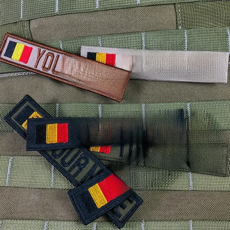 Nazwa własna taśma flaga belgii łatka haftowana haczyk i pętla Multicam zielona ACU czarna opalenizna — zdjęcie 2