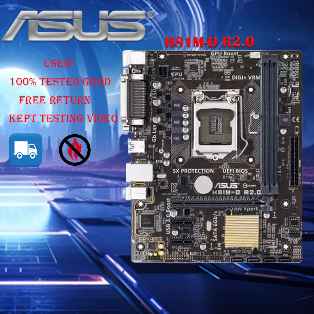 

Asus H81M-D R2.0 Desktop Motherboard H81 Socket LGA 1150 i3 i5 i7 DDR3 16G Micro-ATX UEFI BIOS Original motherboard