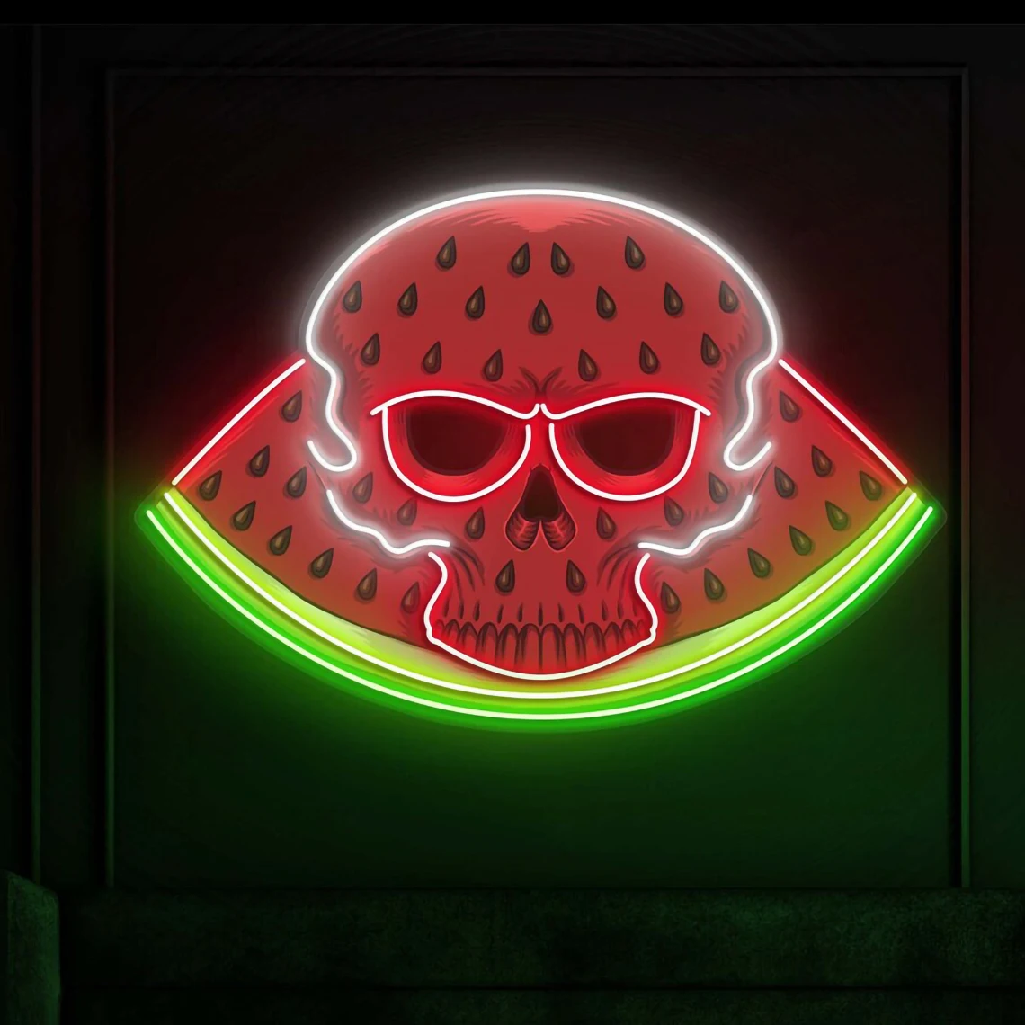 Watermelon Skull LED Neon Sign,Eye-catching Watermelon Neon,Bar decor,Ideal for Skull Decor and Signage,Bar,Home Decor,Gift Idea