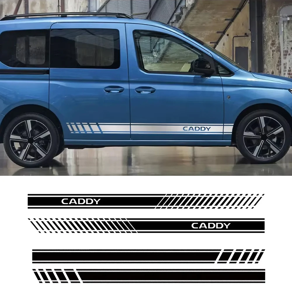 2 pçs adesivos laterais da porta do carro para volkswagen vw caddy mk1 mk2 mk3 mk4 2 3 4 maxi kombi camper van decalques de vinil acessórios de ajuste