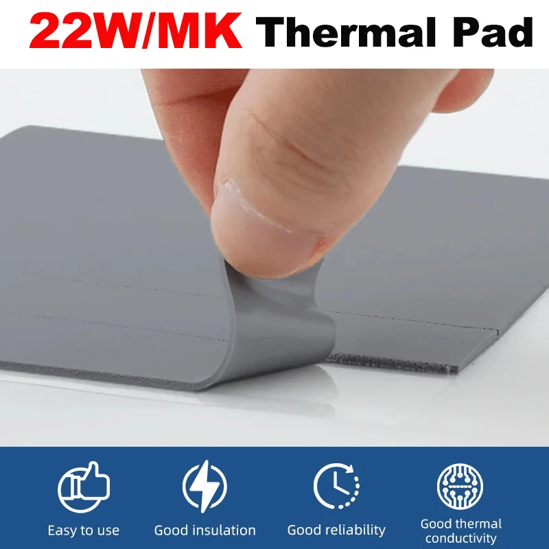 Almohadilla térmica de silicona de 22W/mk 100*100 100*50 0,5 1,0 1,5 2,0 2,5 3,0mm almohadillas térmicas para disipador térmico Cpu Gpu