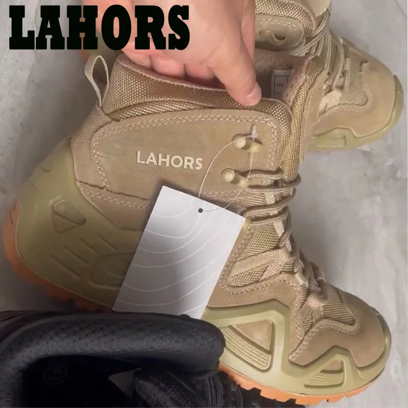 LAHORS-Botas tácticas de combate para Hombre, botines impermeables para exteriores, senderismo, escalada, Militar