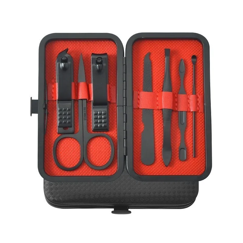 Kit Cortador de Unha Carbono - Conjunto com 7 Peças + Estojo - Manicure - Tesoura - Pinça