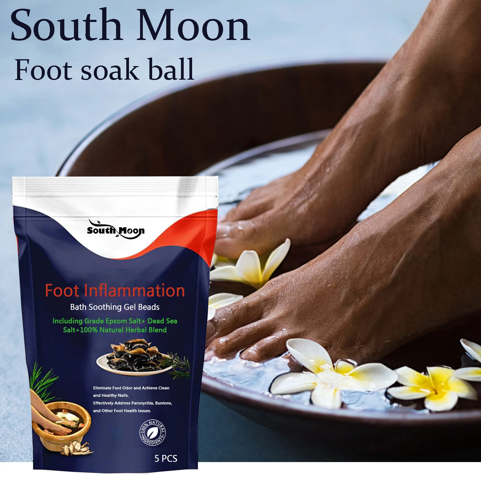 

South Moon Herbal Foot Soak Balls Nourishing Nail Treatment Relief Soreness and Discomfort Relaxing Muscle Remove Odor Foot Soak