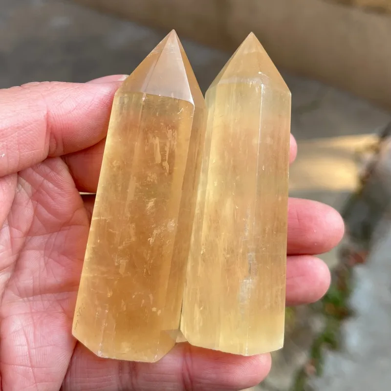 Natural Honey Calcite Crystal Tower Healing Stone for Energy Cleansing Meditation Feng Shui Home Décor