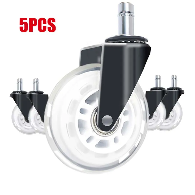 

5PCS Office Chair Casters 3inch Mute Swivel Wheels for Heavy Furniture 360 Degree Universal Polyurethane Rubber Caster