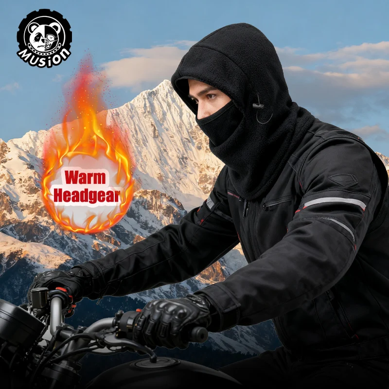 قناع شتوي من Musion بالاكلافا، غطاء رأس حراري، تصميم قابل للتعديل، مناسب لشكل الرأس، مقاوم للرياح، دافئ مناسب للتخييم وركوب الدراجات