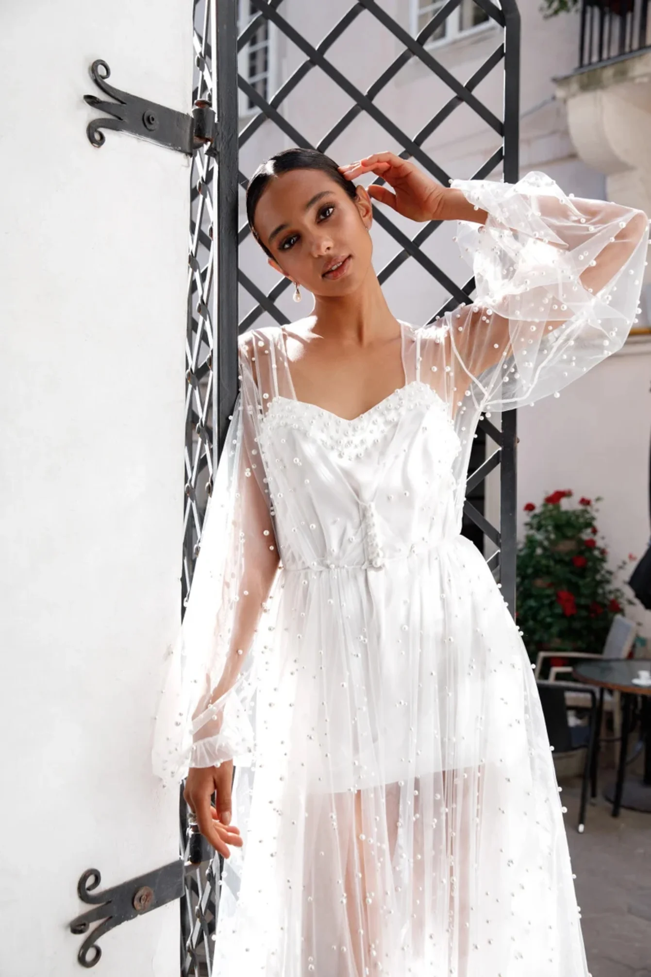 Lace Pearl Bride Robe Beaded Maxi Including Bodysuit Lingerie Women Gowns Boudoir Bathrobe Maternity Dress For Babyshower