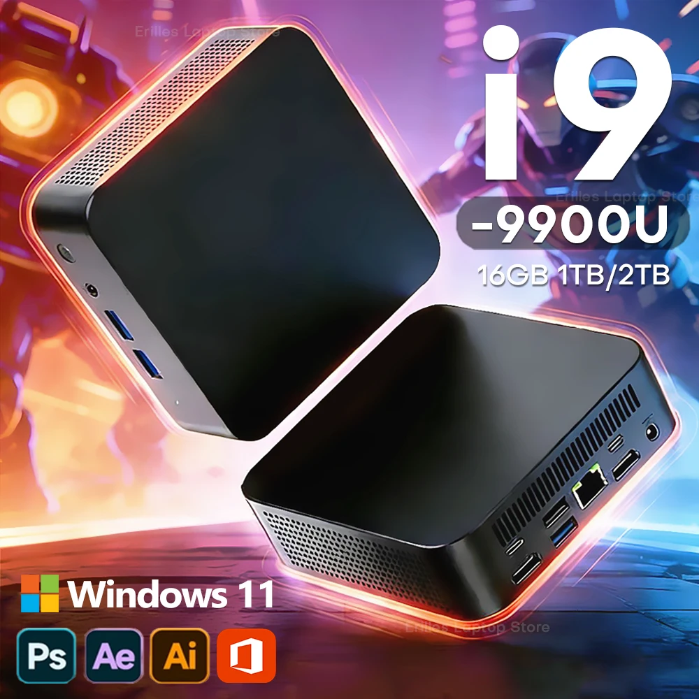 NUEVA MINI PC Intel Core i9 9900U i3 6100, 16GB, 1TB/2TB SSD, Windows 11, Mini PC para Juegos, Computadora de Escritorio, Compatible con 4K