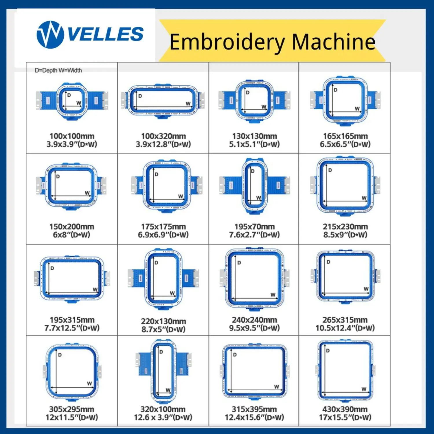 

Magnetic Embroidery Hoops for VELLES VE1200 VE27C VE1502C VE1503C VE1504C Strong Magnetic, Mighty Hoop Frame, Embroidery Hoops