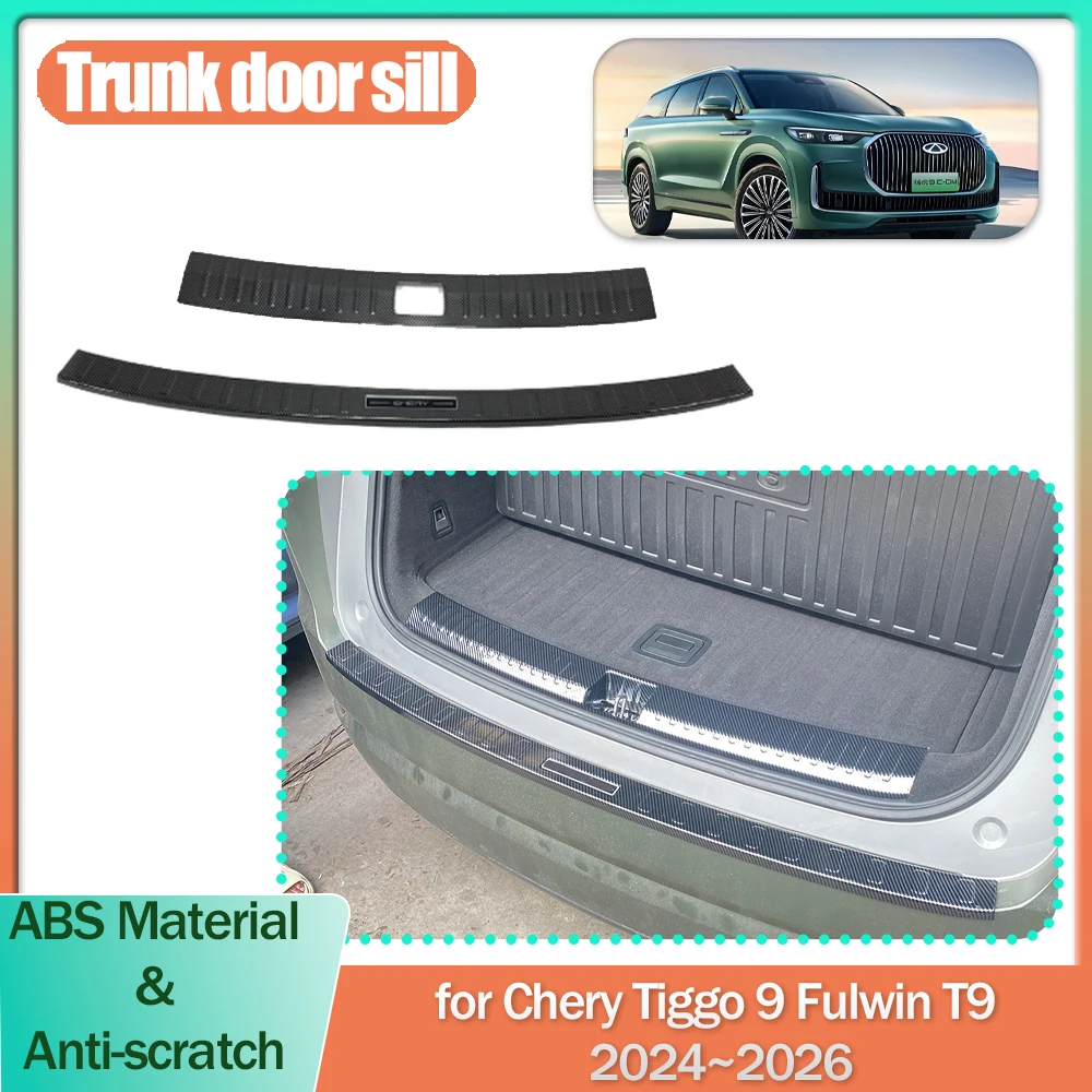 

Car Trunk Door Sill for Chery Tiggo 9 Ebro S900 Tenet T9 2024~2027 Threshold Scuff Guard Plate Trim Strips Sticker Accessories