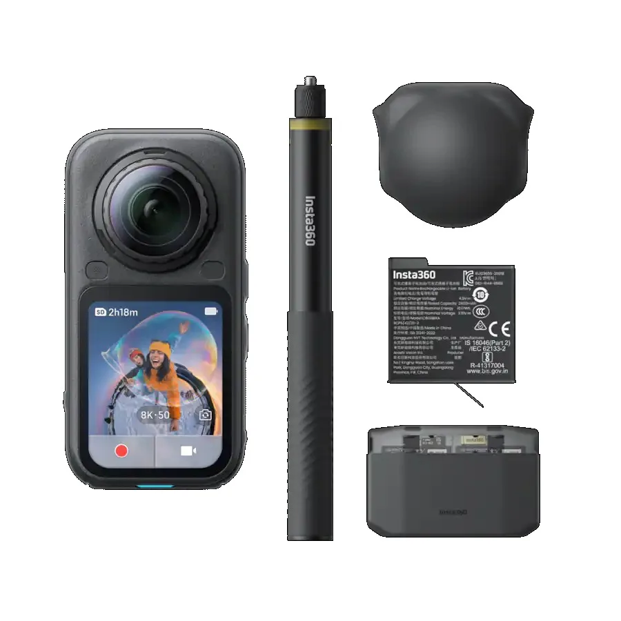 Insta360 X6 (Black) Essentials Bundle, 8K 360° Action Camera, Dual 1/1.1