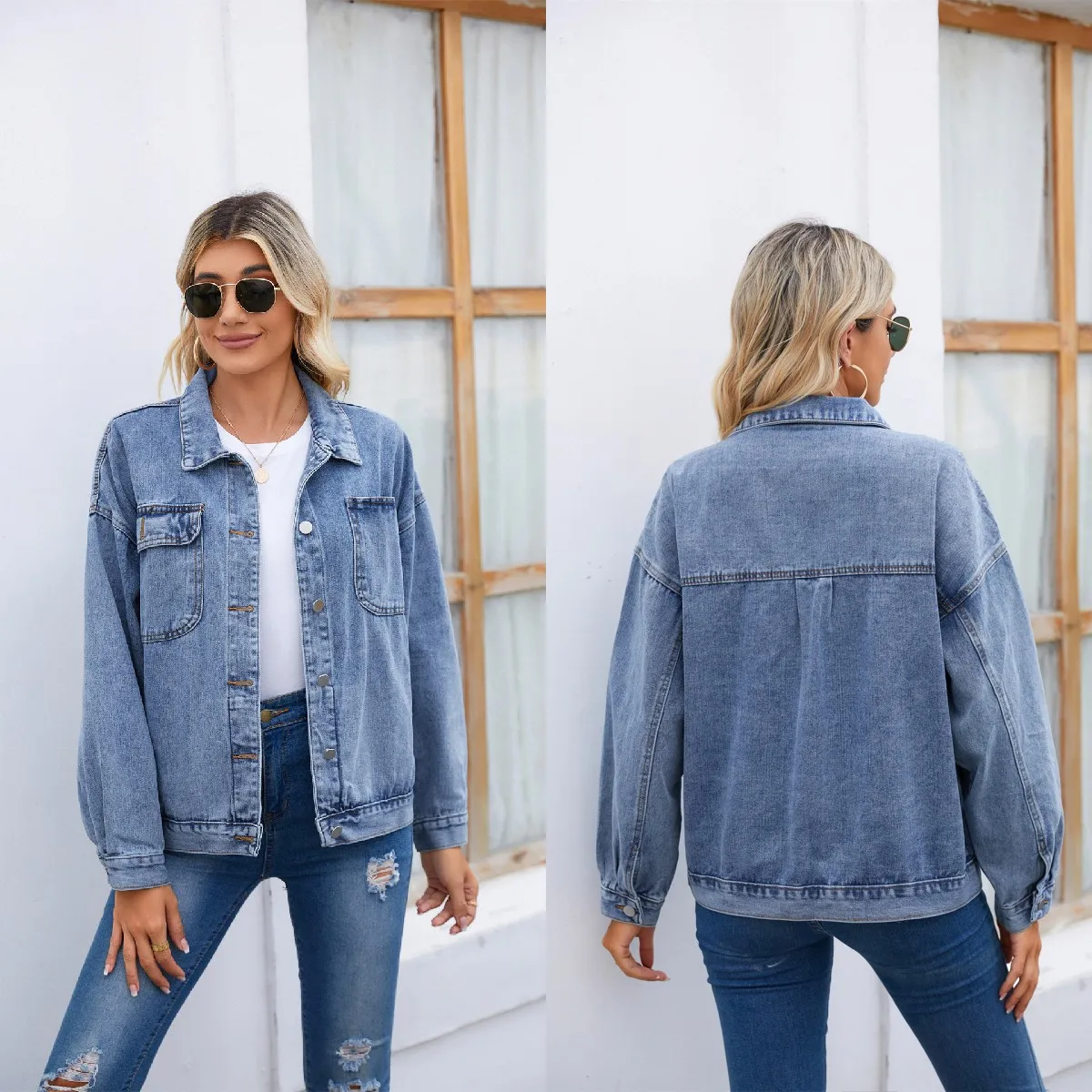 2022 Fall/Winter New Women\'s Long Sleeve Denim Jacket Fashion Loose Jeans Coat Casual Female Clothing S-XL Drop Shipping