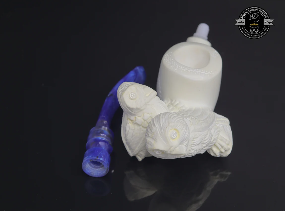 Handmade Block Meerschaum Owl Pipe