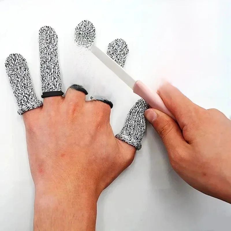 10 pièces Anti-coupure doigt couverture doigt protecteur manchon niveau 5 haute résistance sécurité Flexible Anti-coupure doigt gants outil de cuisine