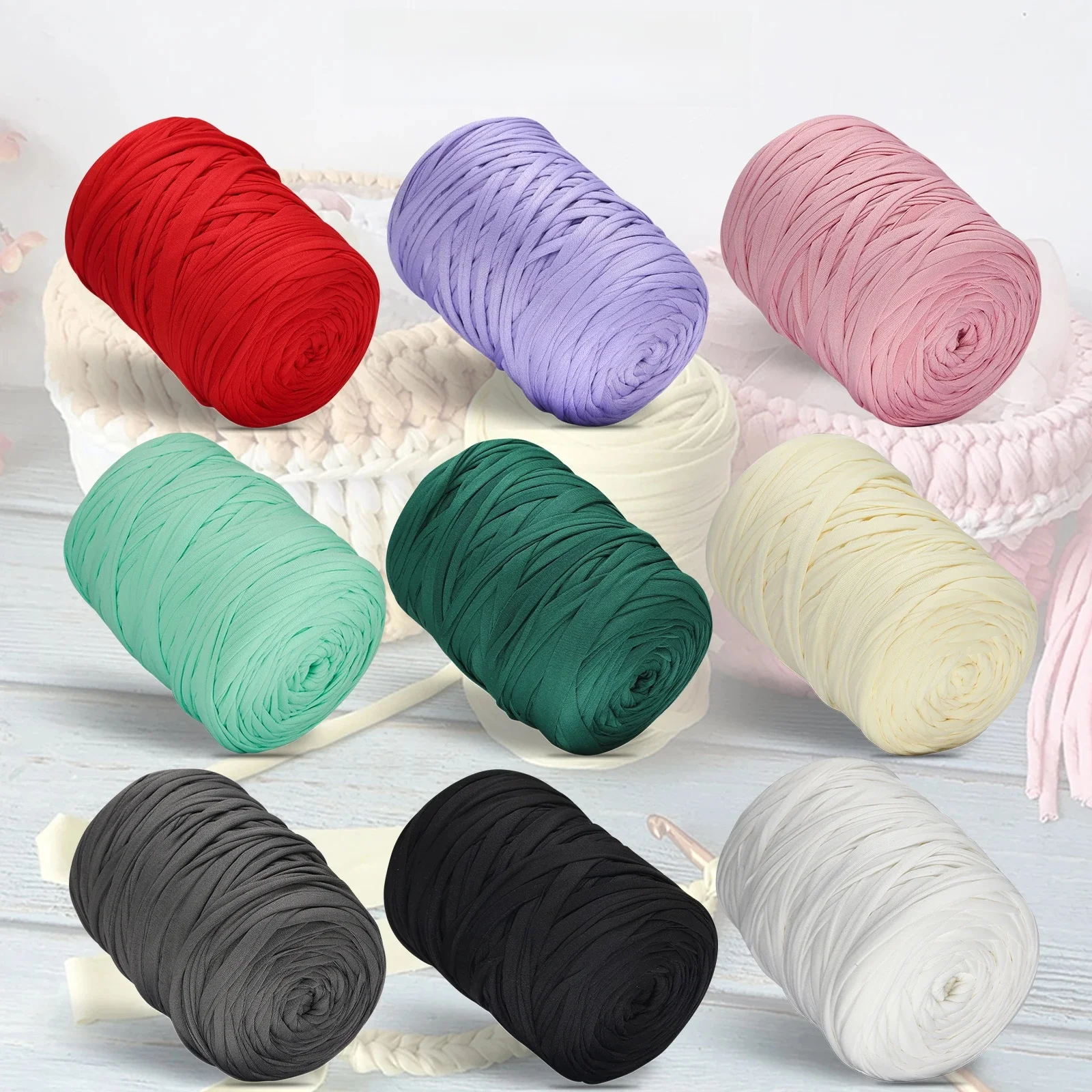 1Pc 400g T Shirt Gruba miękka przędza do ręcznego dziania Szydełkowa tkana torebka Koc Grube nici DIY mata linia pantofelów — zdjęcie 2