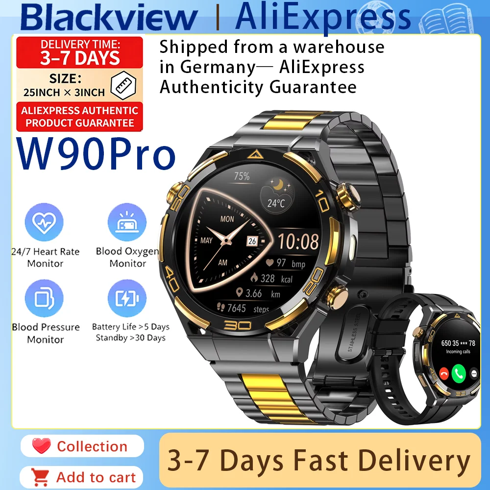 

Смарт-часы IOWODO 2026 New W90Pro GPS с фонариком, HD AMOLED-дисплеем 1,43 дюйма, аккумулятором 900 мАч, Bluetooth, водонепроницаемые, для мужчин и женщин