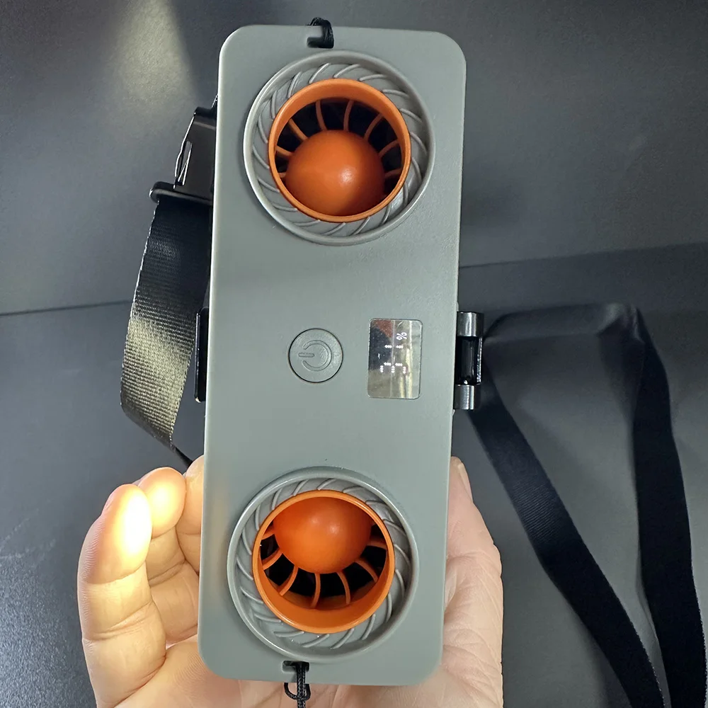 5 Speed 12000mAh Waist Fan, Multi-mode Flashlight Light Include SOS, 5V/2A Output & Input Charging for Phones Tablets Power Bank