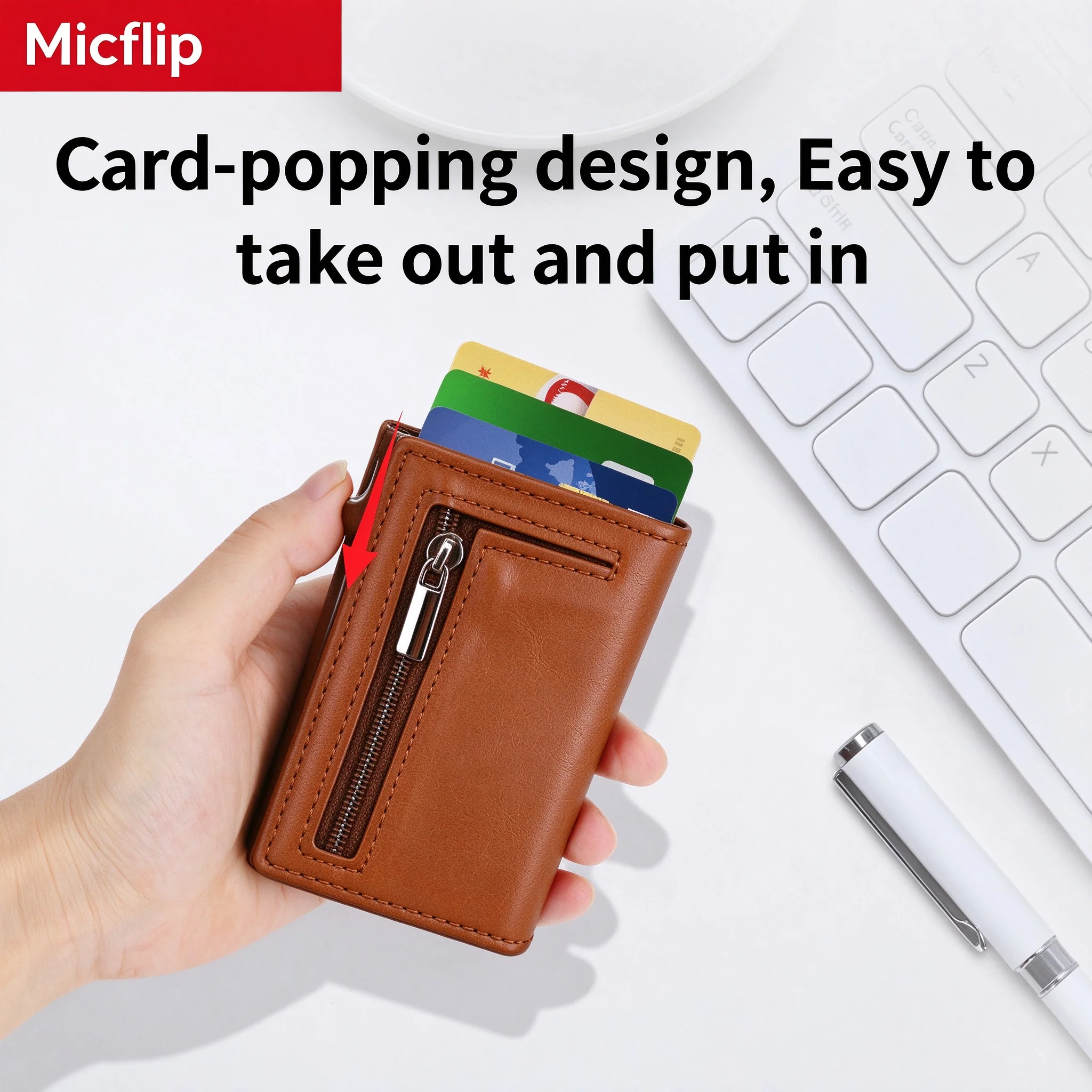 Anti Loss Smart Wallet with Find My Card Holder Zipper Coin Purse Credit Card Holder work with iOS or Android Air Tag Tracker