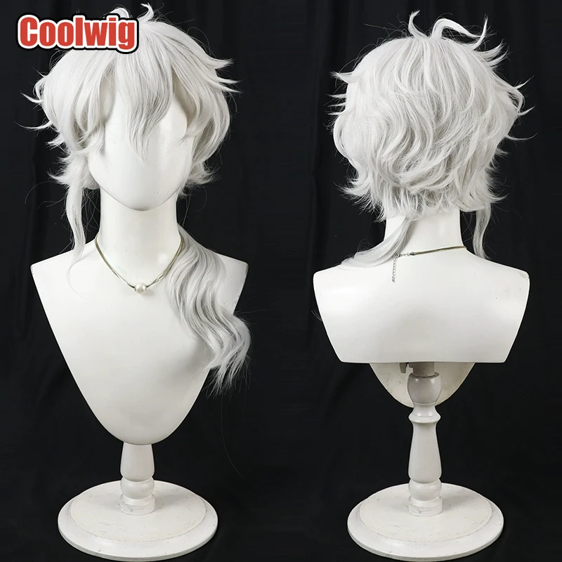 

Coolwig Synthetic Hair Murakumo Kagetsu Cosplay Wigs Virtual YouTuber 2nd Anniversary 30cm Short Silver White Wig Heat Resistant